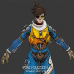 守望先鋒 Tracer 主角帶綁定 Max模型下載