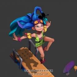 英雄聯(lián)盟泳池派對佐伊3DMax fbx格式模型帶休閑出場動作分享