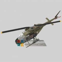 军用直升机Bell OH-58 Kiowa 带内部 3D模型