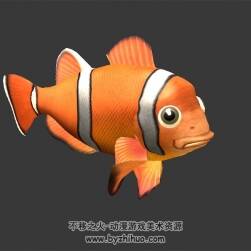 小丑魚 3D模型 四邊面 有綁定和動作