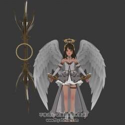 黑暗崛起 Darkness Rises 白天使蘿莉3DFBX模型帶弓箭