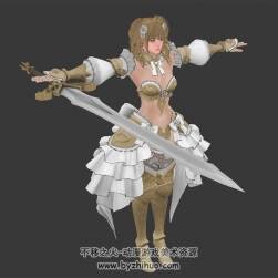 公主裙少女帶劍 Max高精模型