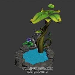 卡通小水潭 四角面3D模型下載 max格式