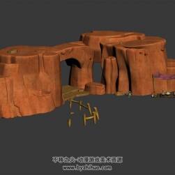 戈壁山壁 3D模型下载 四角面 max格式