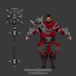 三國風(fēng)英雄人物許褚3DMax模型帶骨骼肢體動作下載