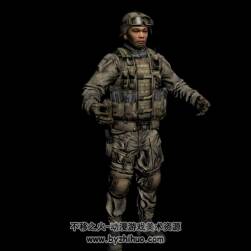 次世代 亞裔士兵軍人角色 3D模型 四邊面高模 有綁定