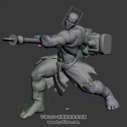 健碩猛男掄錘動畫3DMax模型帶綁定無貼圖下載