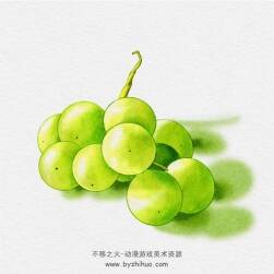 葡萄-電子仿水彩畫