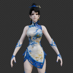 妖刀姬青花瓷 中國(guó)風(fēng)旗袍女角色3D模型max 百度網(wǎng)盤下載
