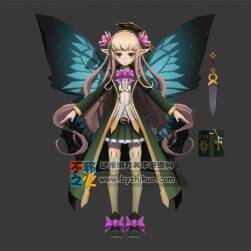 蝴蝶 翅膀 魔法  萝莉 女法师模型