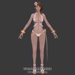 海邊比基尼服裝女孩3DMax FBX模型含貼圖下載