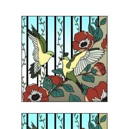 復(fù)古花鳥上色