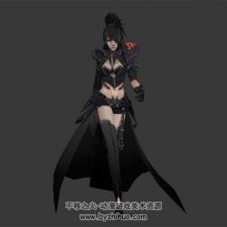 黑發(fā)風(fēng)衣少女 3D模型 有綁定和動(dòng)作
