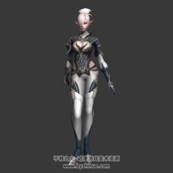 白發(fā)精靈耳御姐法師 3D模型 有綁定和動(dòng)作