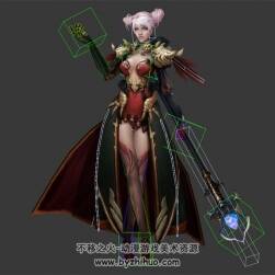 粉發(fā)包子頭女法師 3D模型 有綁定和亮相的動作