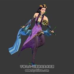 古風(fēng)武俠 女俠客 3D模型 有綁定和奔跑動作