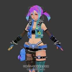 Overhit 游戲可愛蘿莉帶綁定3DMax模型下載
