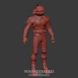 魚臉人怪士兵 3dMax模型帶綁定 百度云下載