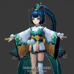日系玄幻風(fēng)和服游戲角色女生3DMax模型帶綁定下載