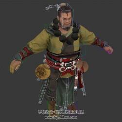 三國無雙古裝武俠男帶武器3DMax模型帶綁定肢體扭曲動作下載