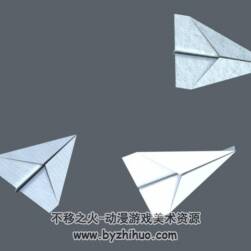 Paper Airplane 纸飞机3D模型下载 格式c4d obj