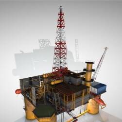 C4D石油建筑3D模型下載 Oil working platform
