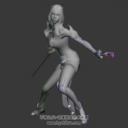 武俠類角色人物女劍客連續(xù)攻擊3DMax模型帶綁定下載