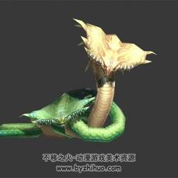 剑三五毒 灵蛇 3D模型 有骨骼和动画