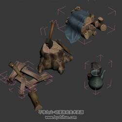 柴火堆 四角面3D模型下載 max格式