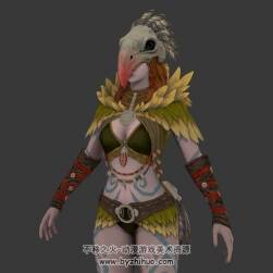 overthit 游戲角色鷹頭女3d模型分享 含綁定