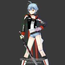 日系女孩現(xiàn)代帶武士刀3DMax模型帶綁定待機動作下載
