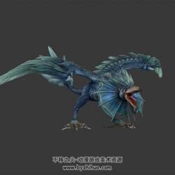 藍色怪鳥 3D模型 有綁定和全套動作
