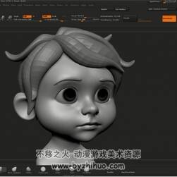 ZBrush儿童头部雕刻教程 雕刻卡通人物角色模型视频教学
