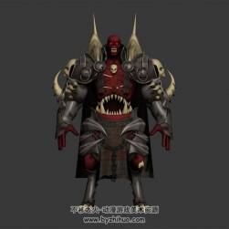 紅骷髏惡魔 3D模型 四邊面 高模
