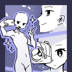 少女自拍摸魚頁插畫模板