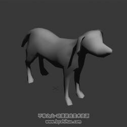 一條白模中華田園犬  3D模型 有綁定