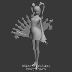 游戲角色女扇子攻擊動畫3DMax模型帶綁定無貼圖下載