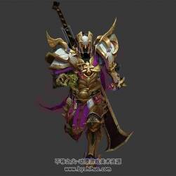 游戲角色金甲戰(zhàn)士帶刀連續(xù)攻擊 死亡 跑動作3DMax模型帶綁定下載