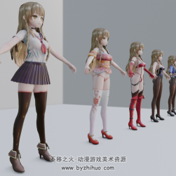 日系游戏女孩角色3D模型分享 百度网盘下载