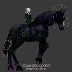 俊馬座騎3DMax模型 黑白兩種貼圖帶骨骼奔跑行走帶人動作