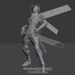 游戲男角色跳躍捶地帶動作含綁定3DMax模型下載