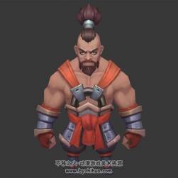 Q版卡通古代風(fēng)格壯士肌肉男  低模3D模型