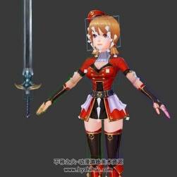游戲女孩角色女警制服3DMax模型含綁定下載