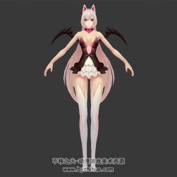 惡魔少女 魅魔 白發(fā)獸耳美少女四角面 3D模型資源百度網(wǎng)盤下載