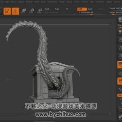 Zbrush 章魚怪和石屋雕刻視頻教程 附源文件 5.17GB