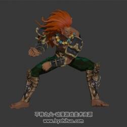 橘發(fā)巨人BOSS  3D模型 有綁定和動(dòng)作
