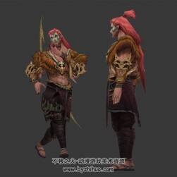 山林土匪 帶弓箭含動作 角色Max模型