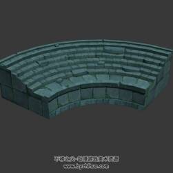 竞技场阶梯围墙 四角面3D模型 max格式下载