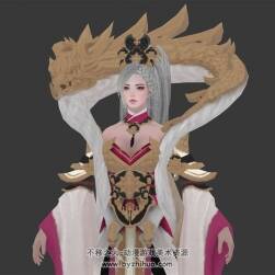 中式古代古風(fēng)手持雨傘美女3DMax模型下載