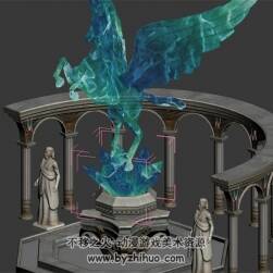 歐美風(fēng)魔幻類 水晶飛馬亭子 Max模型